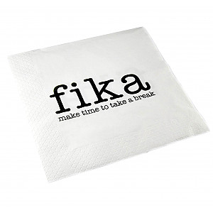 Servetter Fika - Vit/Svart