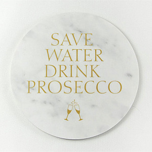 Untersetzer Save Water drink Prosecco 4 Stück - Marmor / Gold