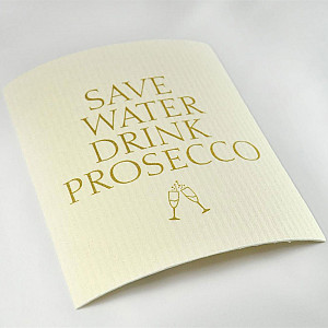 Disktrasa Save Water drink Prosecco - Vit/Guld