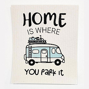 Spültuch Home is where you park it Wohnmobil - Weiß / Pastell