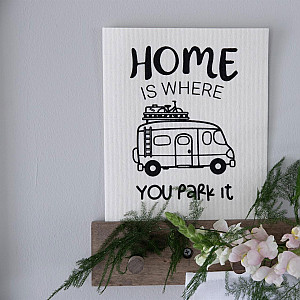 Disktrasa Home is where you park it Husbil - Vit/Svart