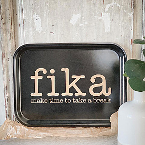 Bricka Fika - Svart/Guld