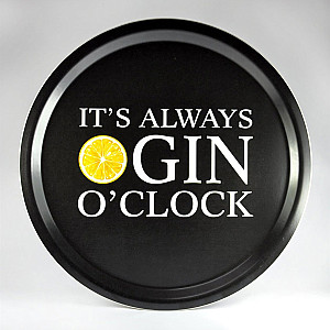 Rund Bricka Gin o clock - Svart/Vit