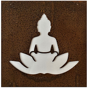 Skylt Buddha & Lotus Rost