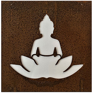 Schild Buddha & Lotus Rost