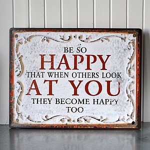 Plåtskylt Happy