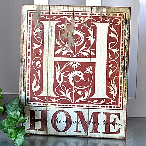 Träskylt Home