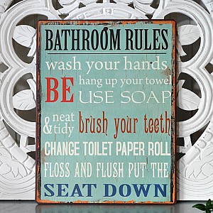 Plåtskylt Bathroom rules