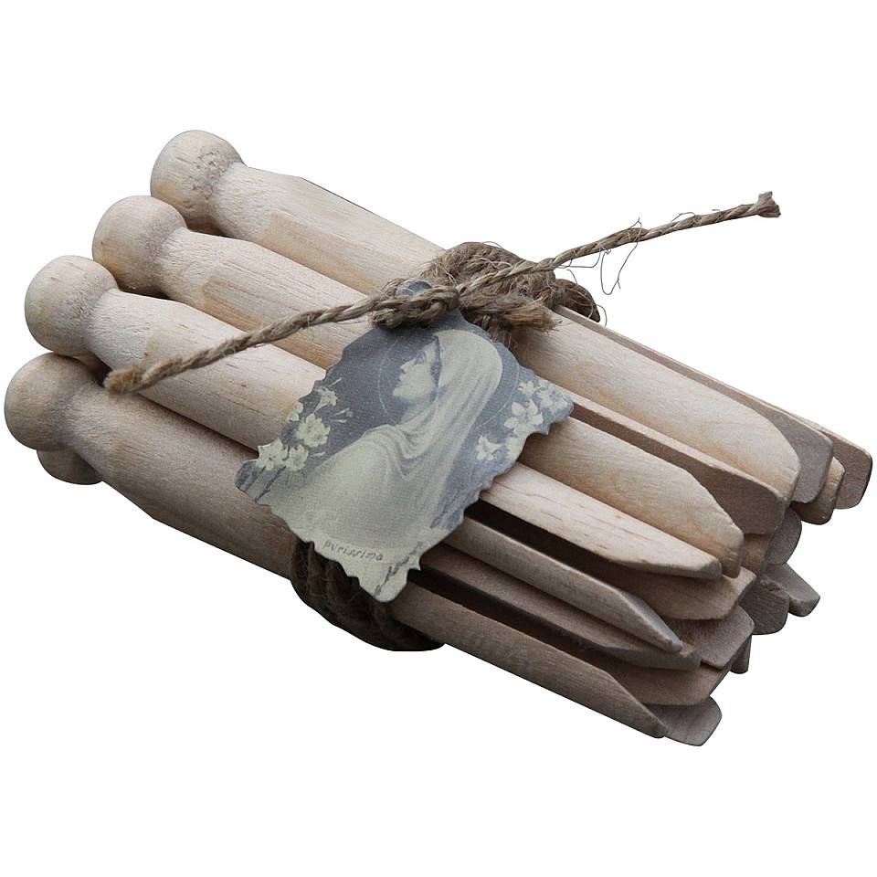 Old fashioned clothespins in wood - 10 pcs
