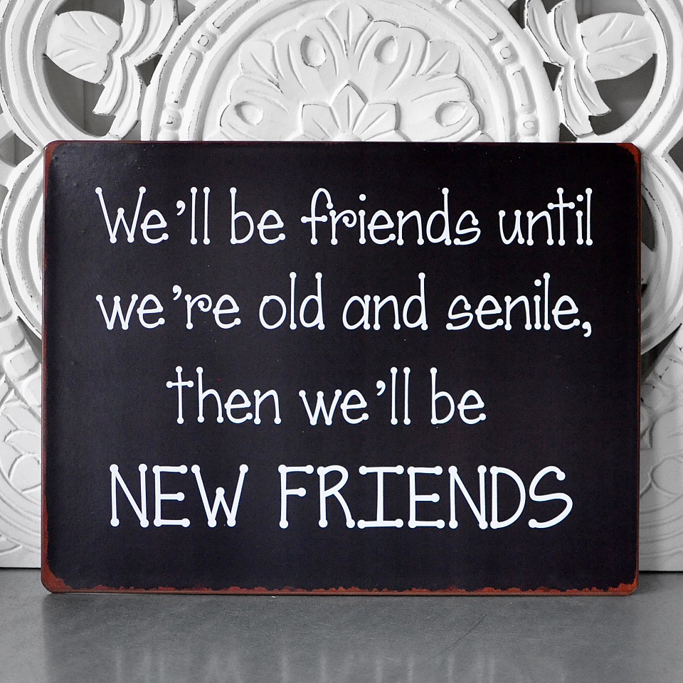 Blechschild New Friends - Schwarz