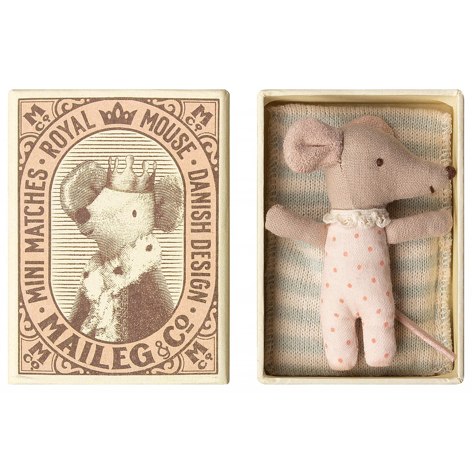 Maileg Girl Baby Mouse Sleepy/Wakey in Box