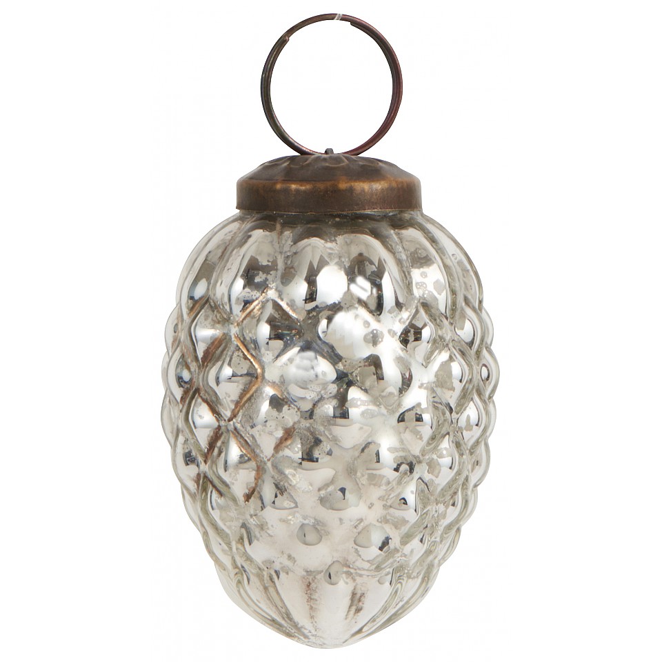 Christmas Bauble Cone Silver - Small