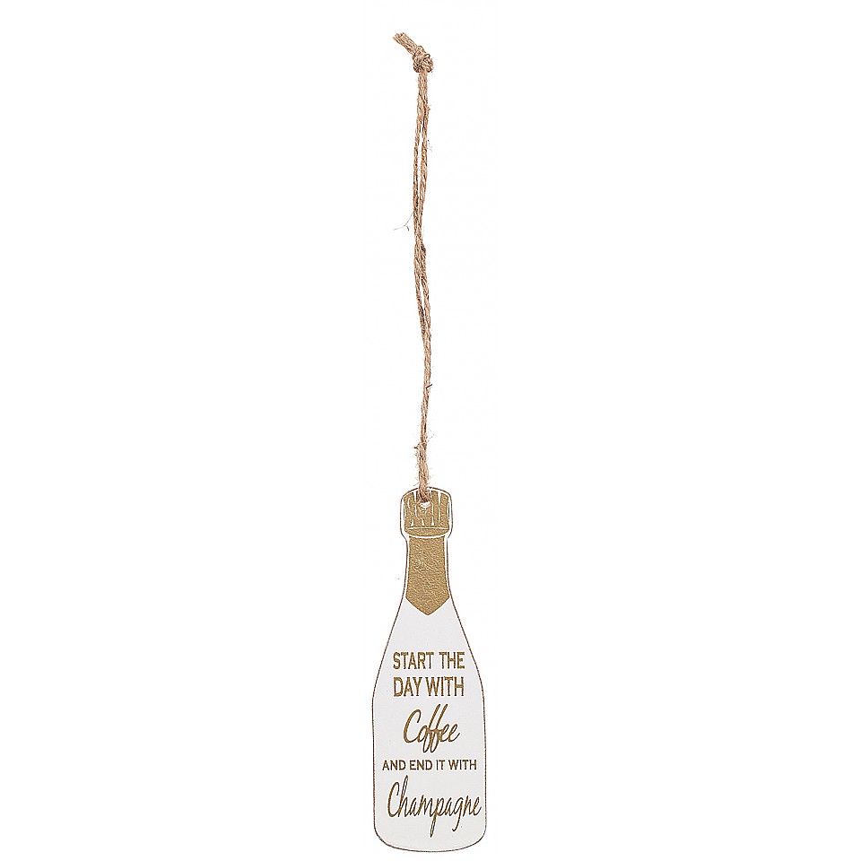 Champagner-Flaschenanhänger Goldkorken - Beginnen Sie den Tag mit Kaffee und beenden Sie ihn mit Champagner