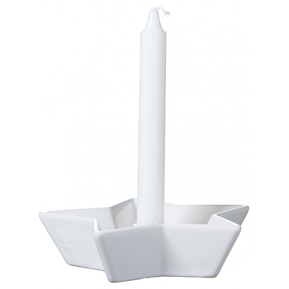 Keramik Kerzenhalter Stern - Weiß