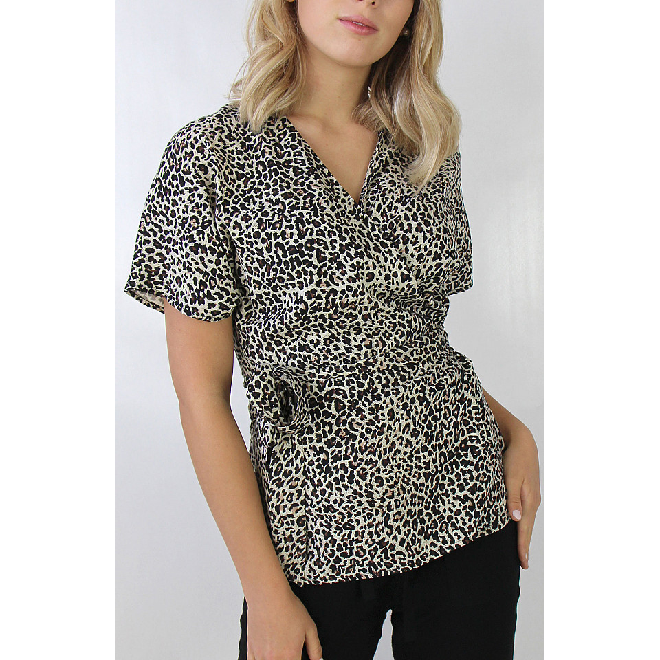 Omlott-topp Sheela Wrap Top - Sand/Black/Coffee
