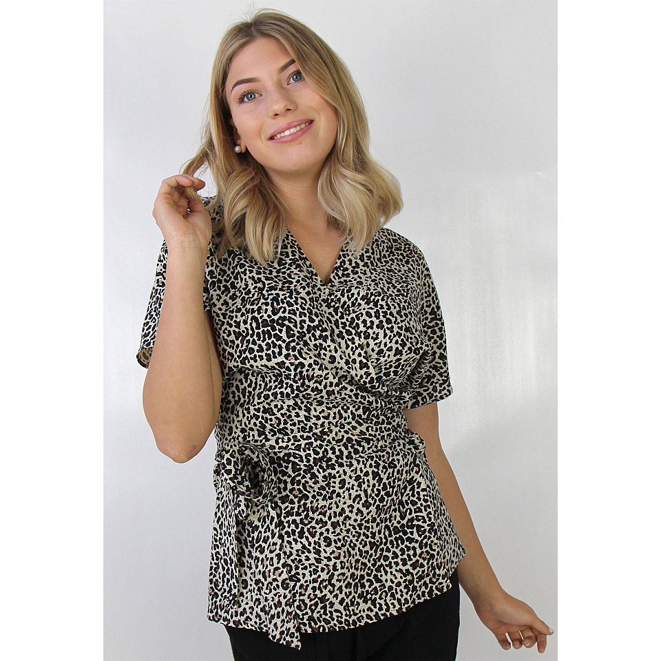 Omlott-topp Sheela Wrap Top - Sand/Black/Coffee