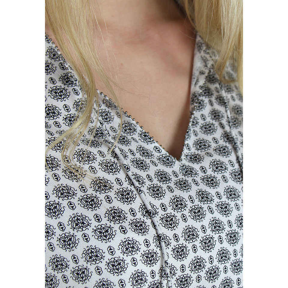 Blus Lois Blouse - Asphalt/Creme