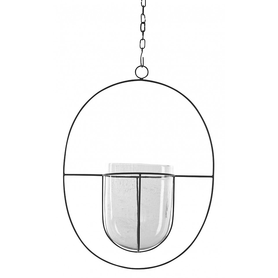 Hängande Glaskruka Cirkel Antik Silver - Stor
