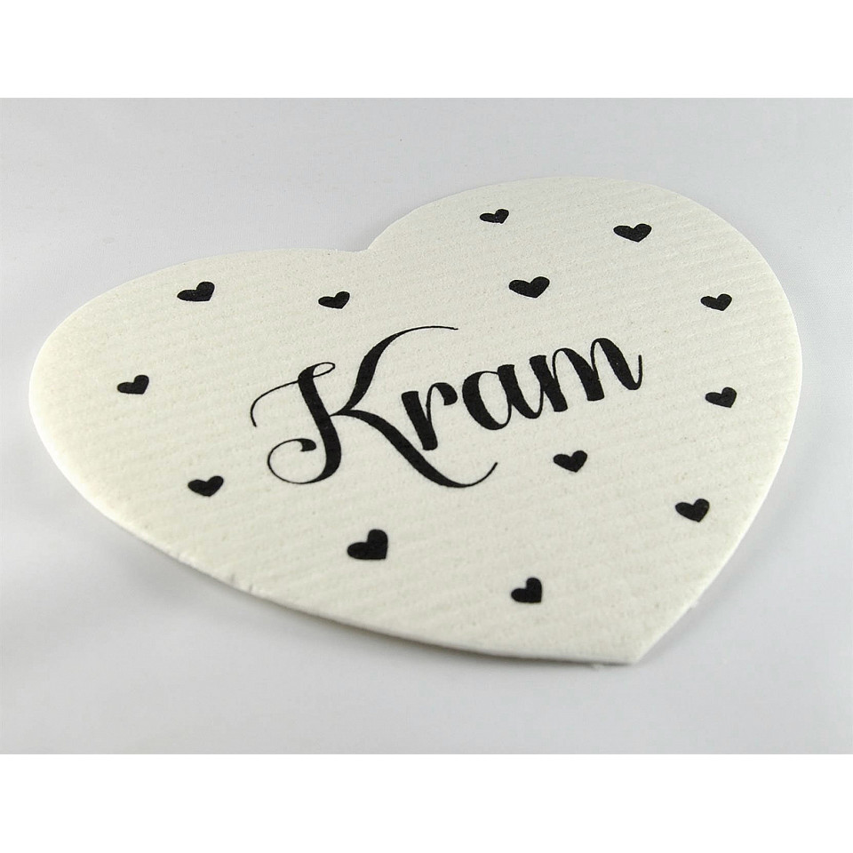 Dish Cloth Heart Kram - White / Black