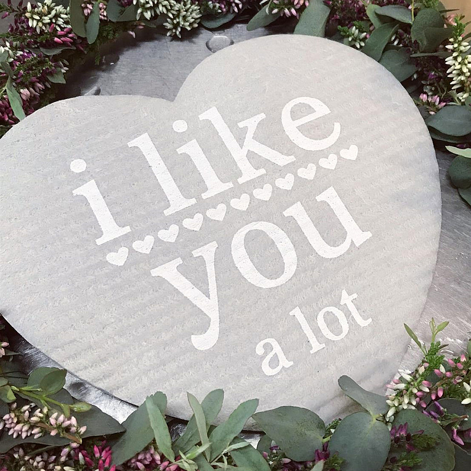 Dish Cloth Heart I like you - Grey / White
