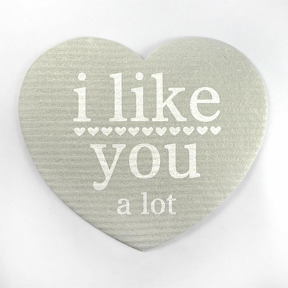 Dish Cloth Heart I like you - Grey / White