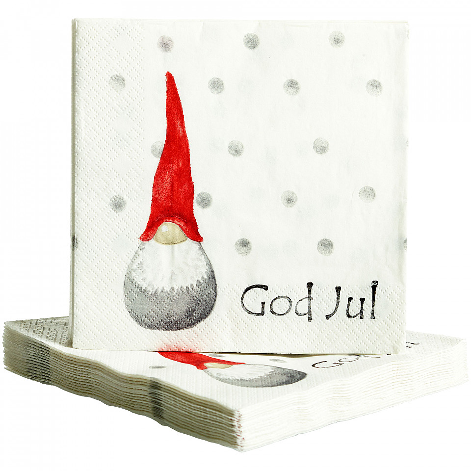 Napkins Santa High Hat - White