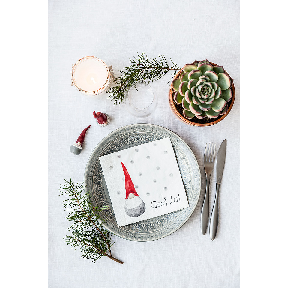 Napkins Santa High Hat - White