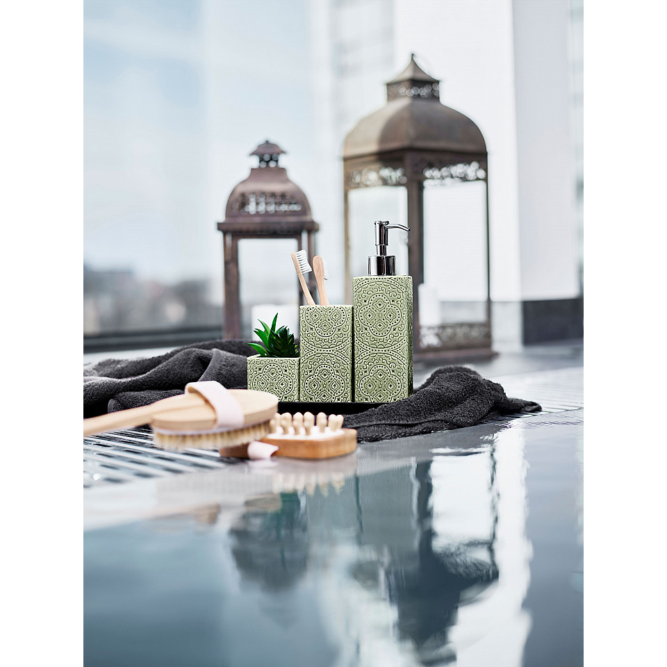 Toothbrush Mug Cube Orient - Pesto