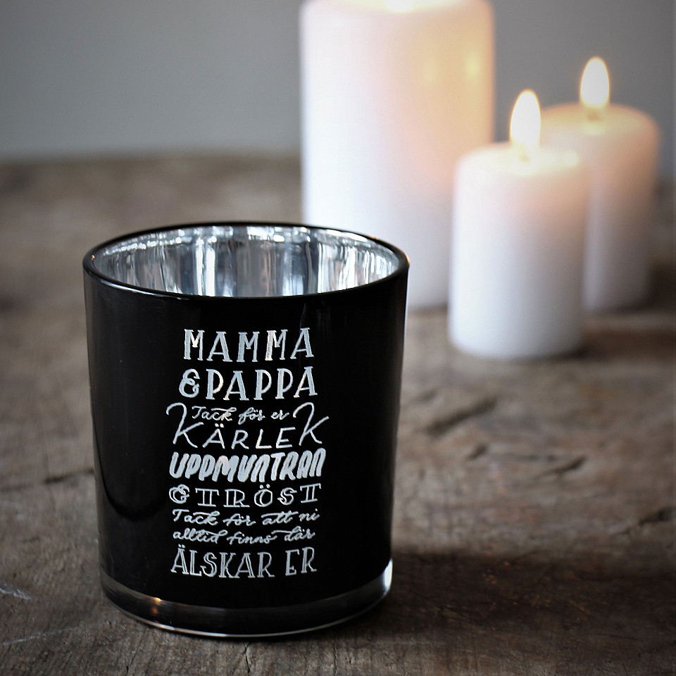 Majas Candle Holder Mamma & Pappa - Schwarz / Silber