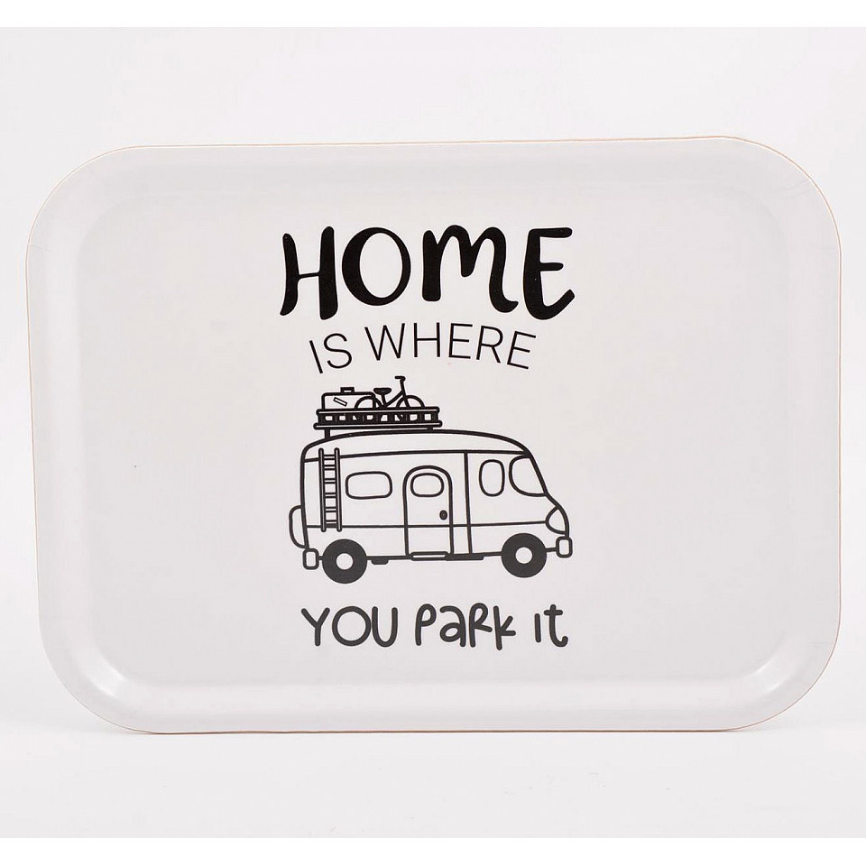 Tablett Home is where you park it Wohnmobil - Weiß / Schwarz