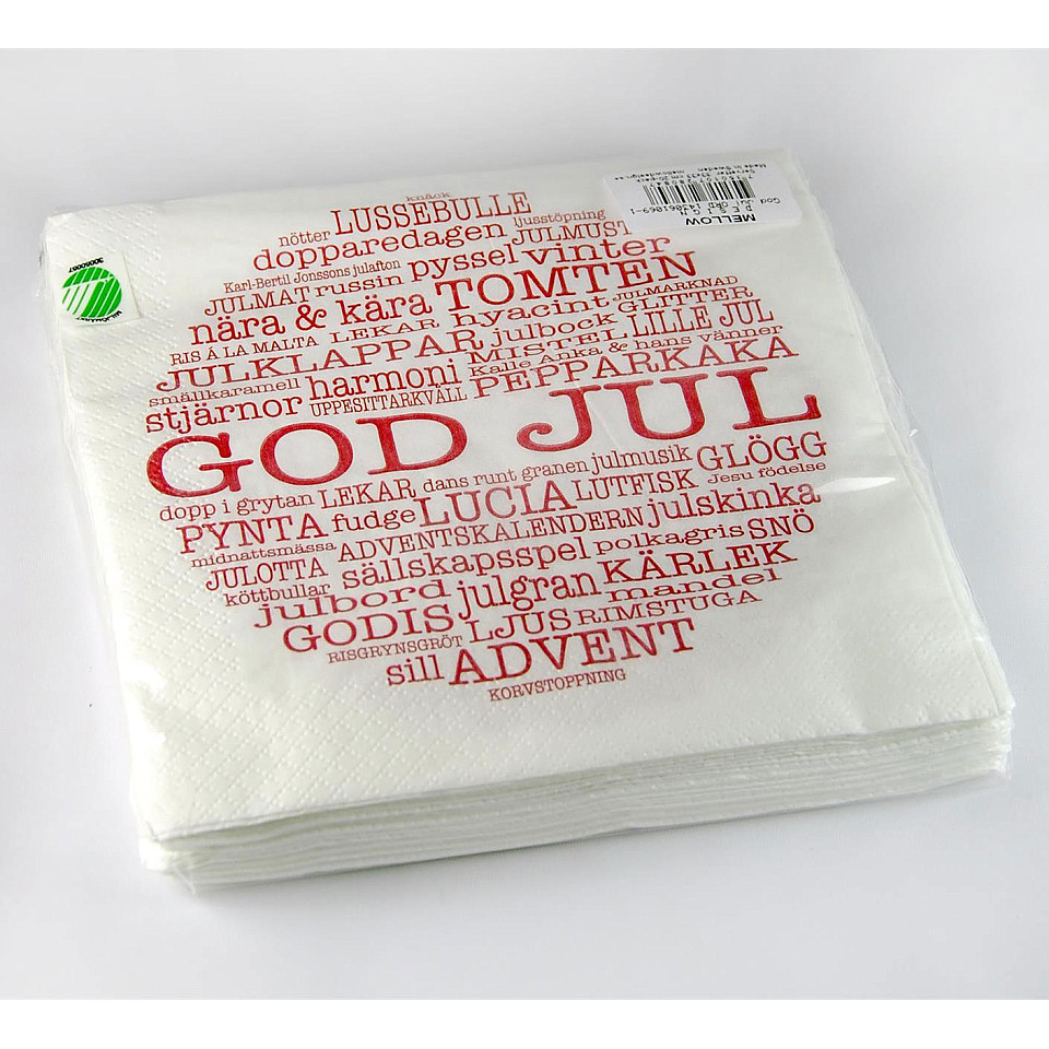 Napkins God Jul-words - White / Red