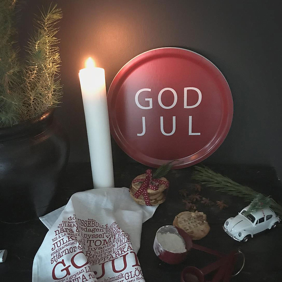 Round Tray God Jul - Red / White