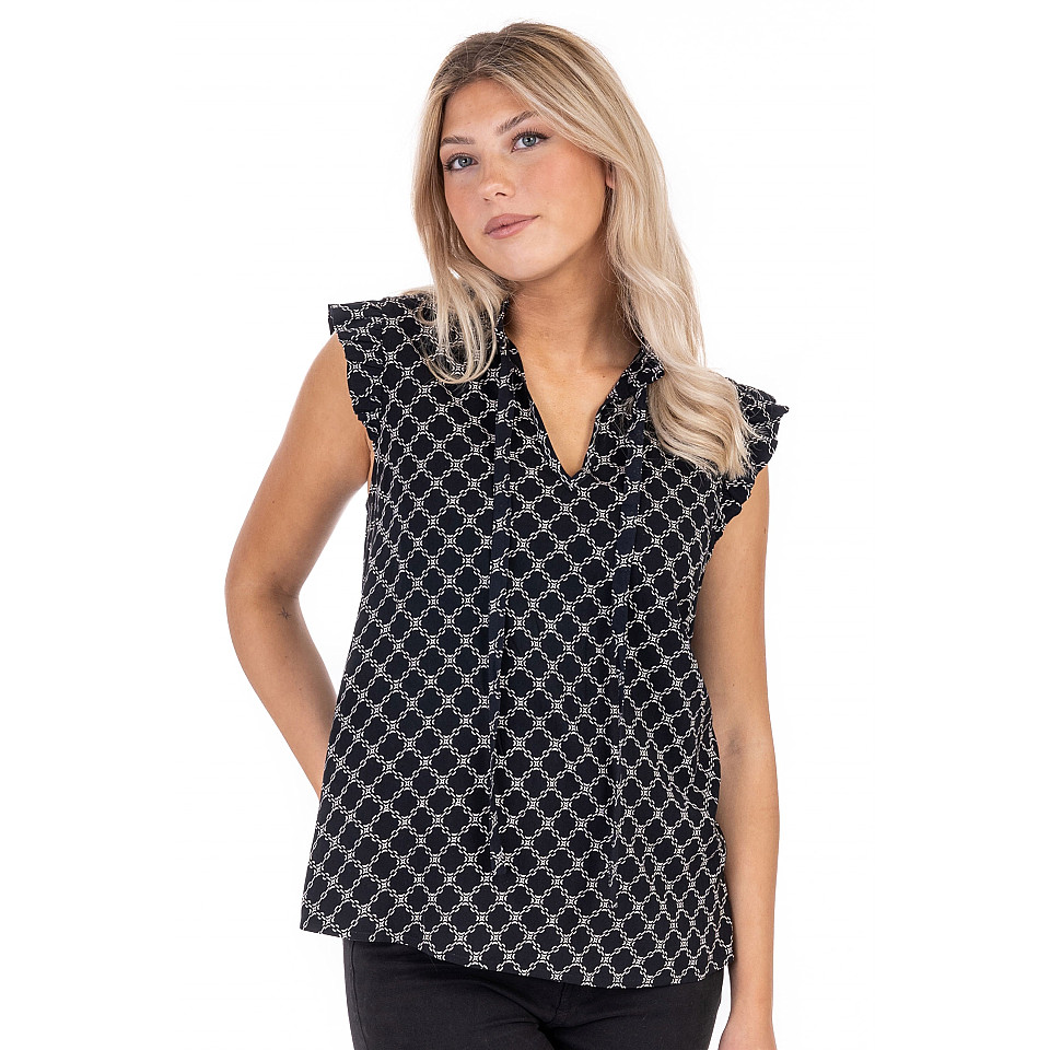 Blus Olympia Blouse - Svart/Sand