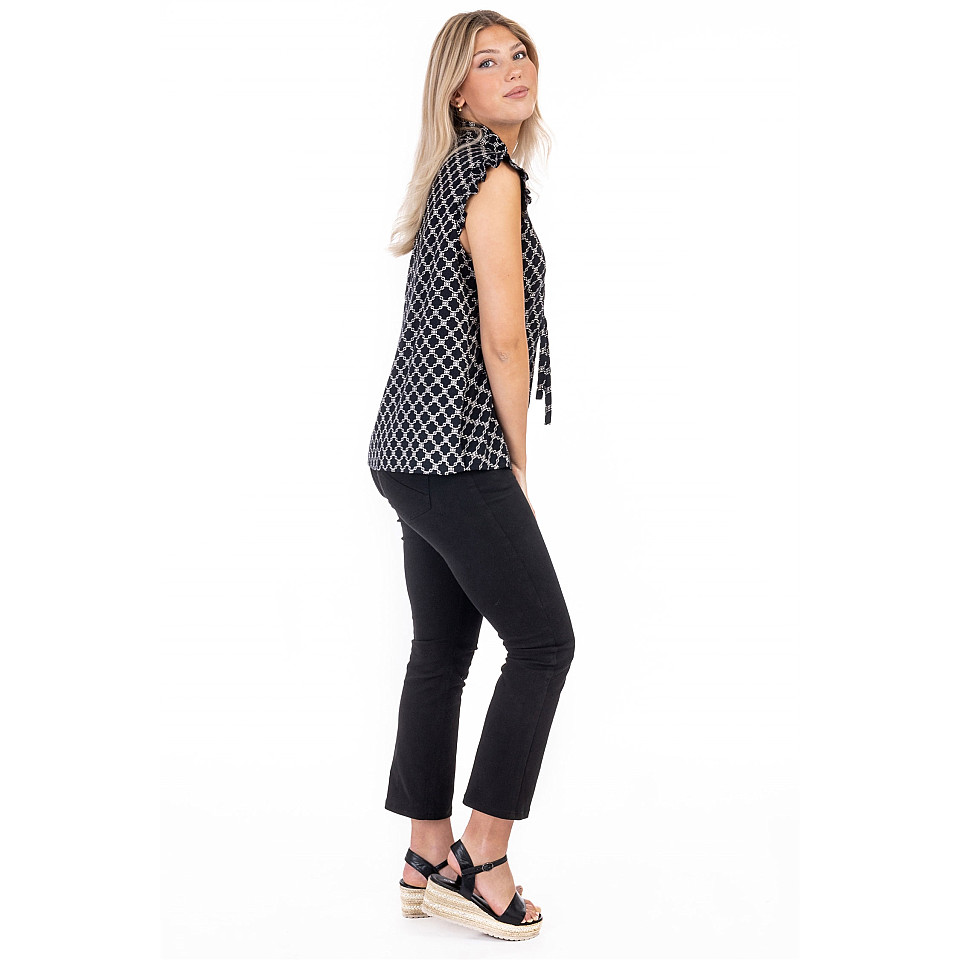 Blus Olympia Blouse - Svart/Sand