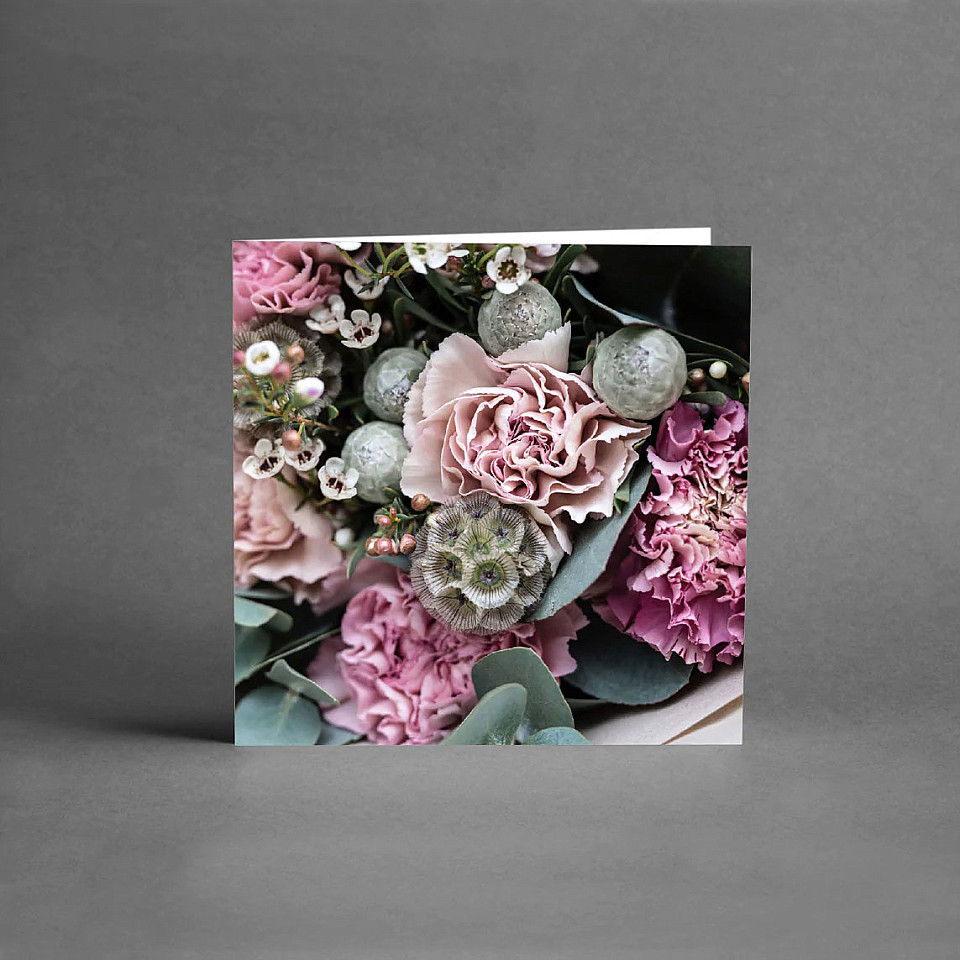 Kleine Karte Lila / Rosa Blumen