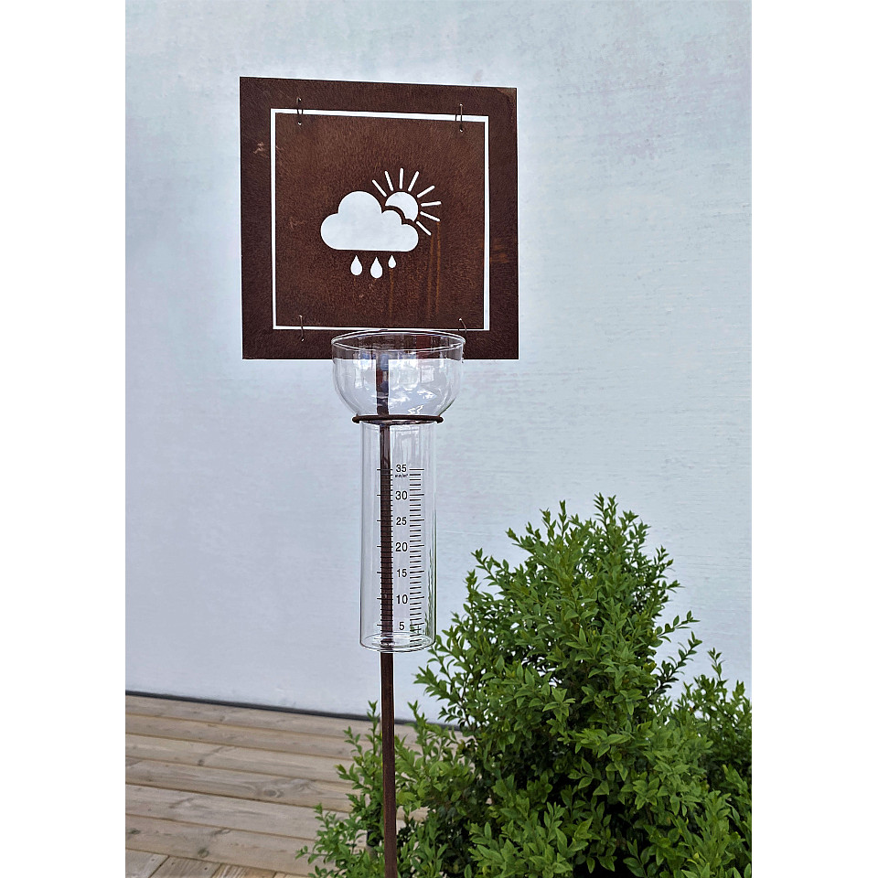 Regenmesser mit Schild