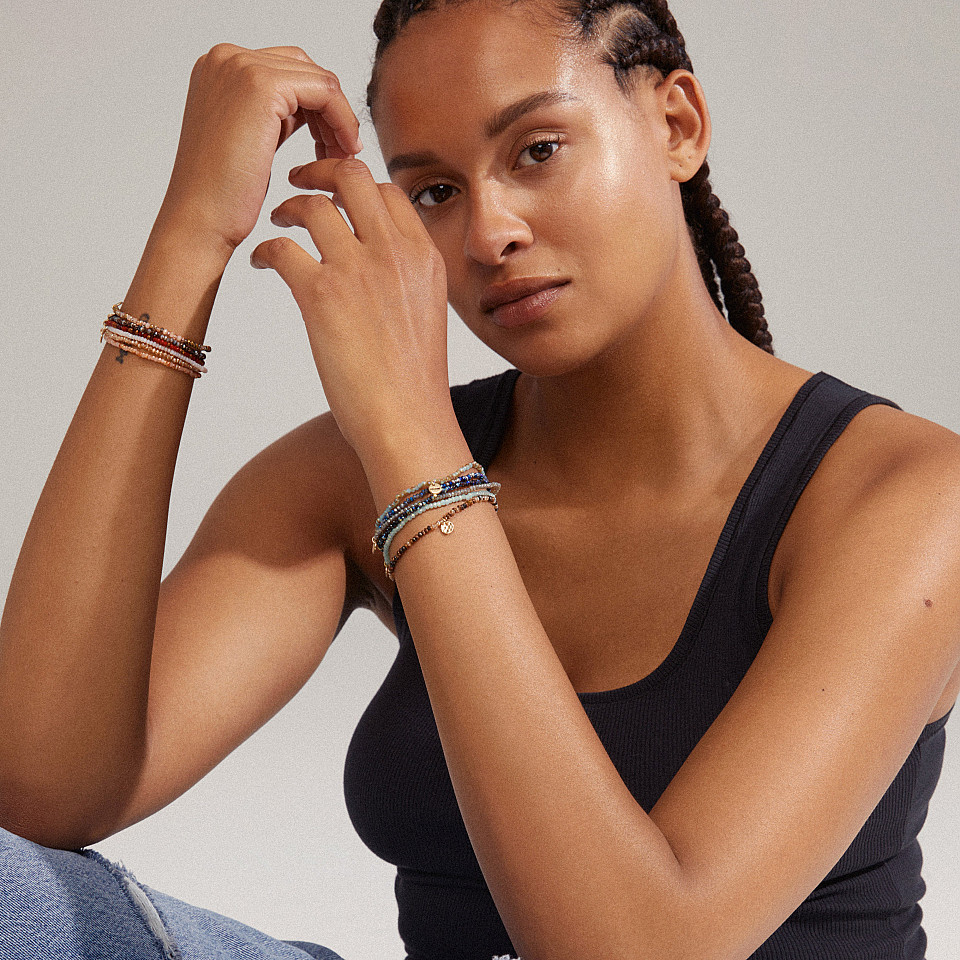 Bracelet INDIE - Brown / Gold Plated