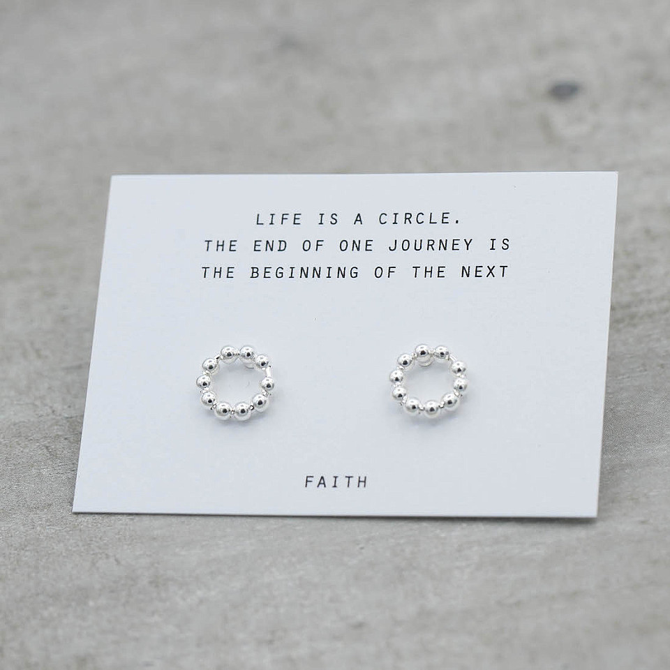 Earrings Circle Dots - Silver