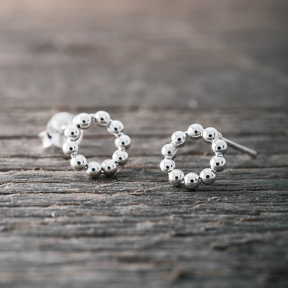 Earrings Circle Dots - Silver