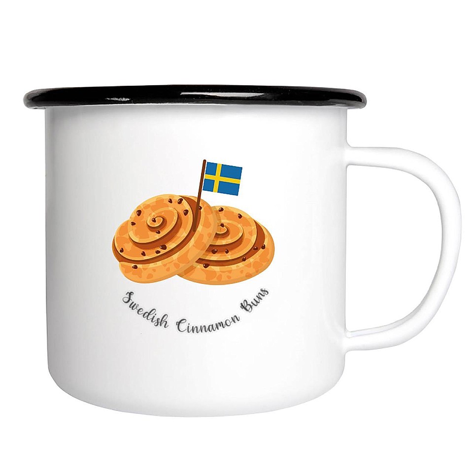 Enamel Mug Swedish Cinnamon Buns - White / Black