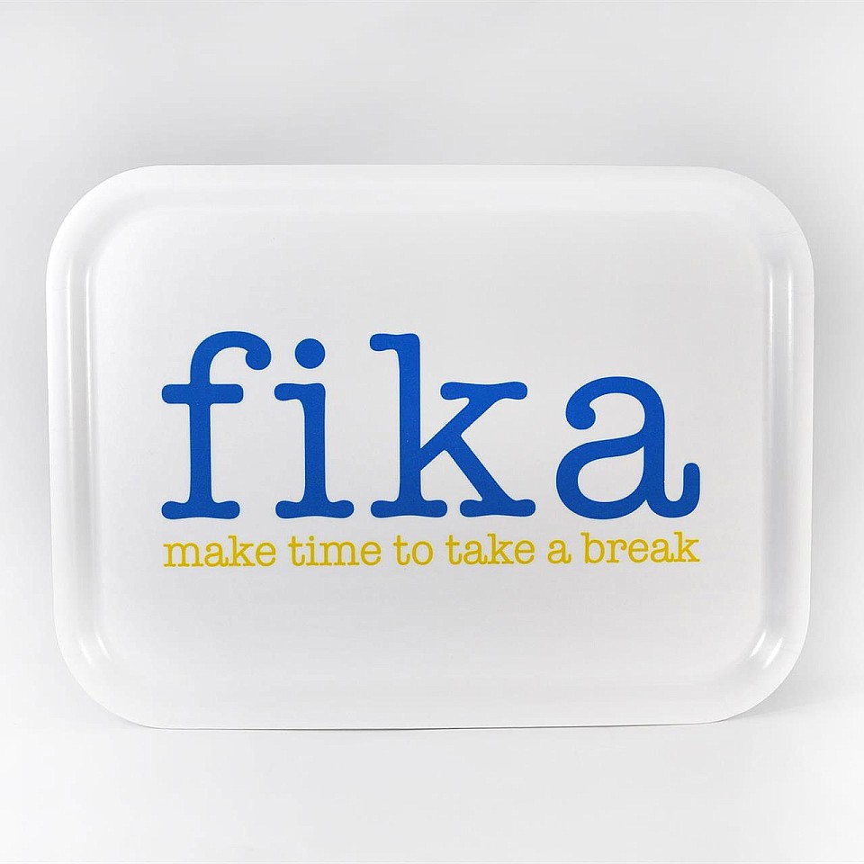 Tray Make time Fika - White / Blue / Yellow