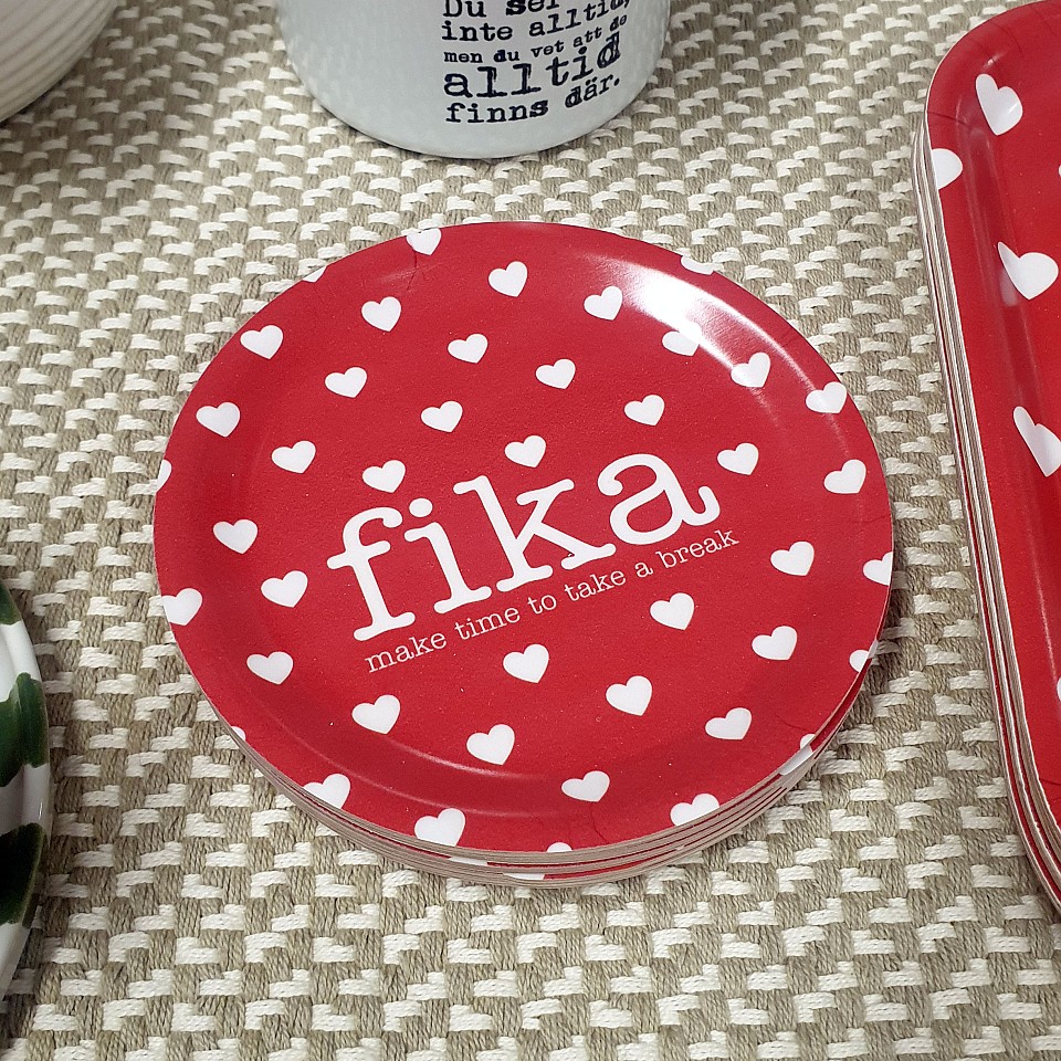 Coaster Make time Fika Hearts - Red / White