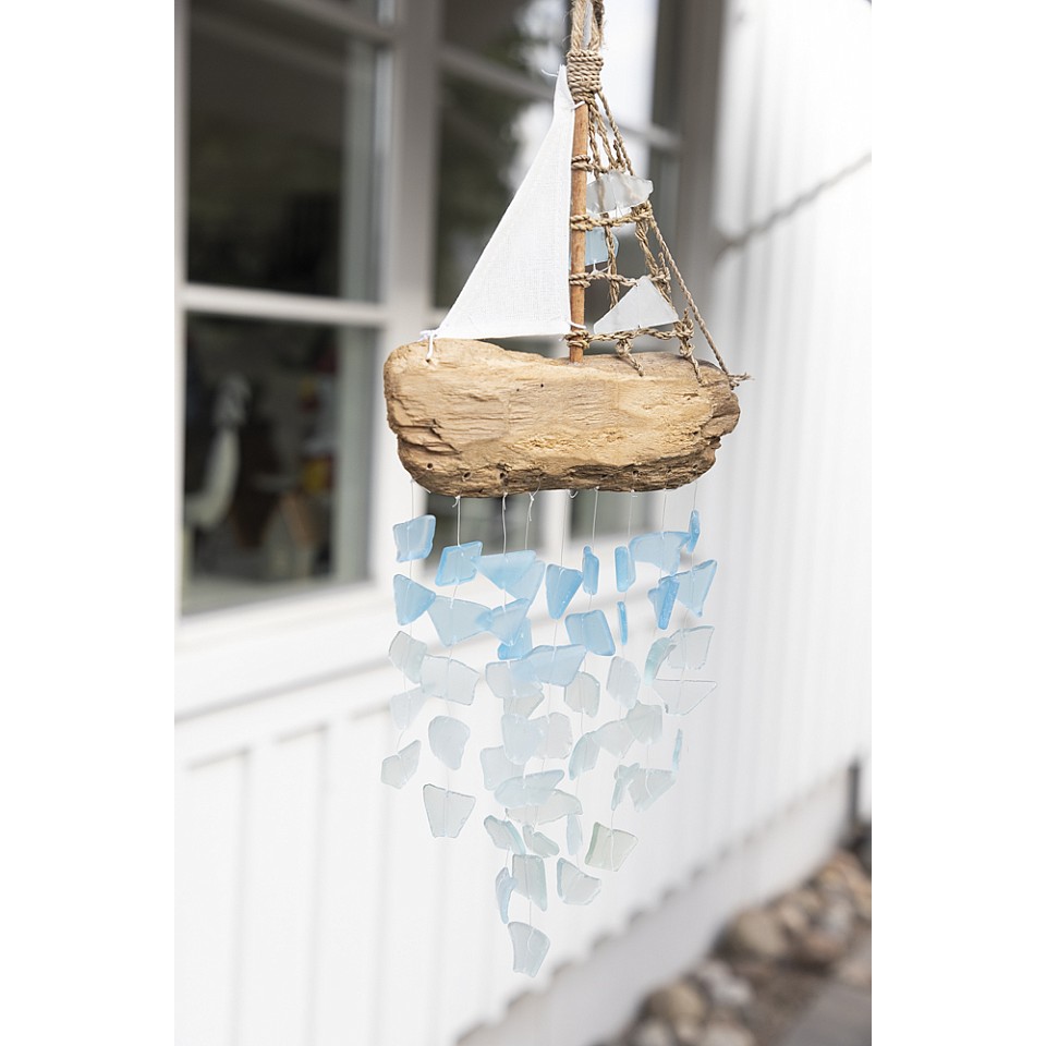 Driftwood Mobile Boat made of recycled glass
