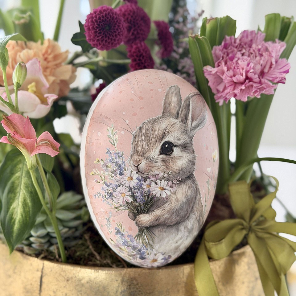 Påskägg Pastel Dreams 15 cm - Kanin med blommor