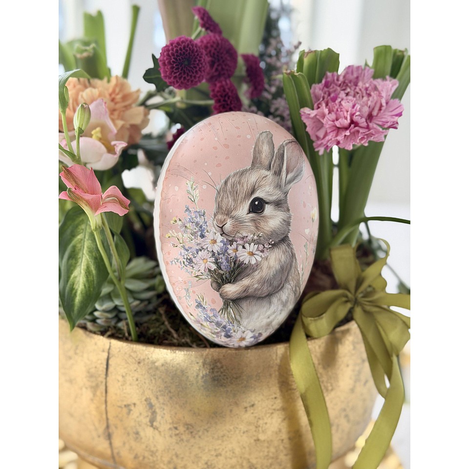 Påskägg Pastel Dreams 15 cm - Kanin med blommor