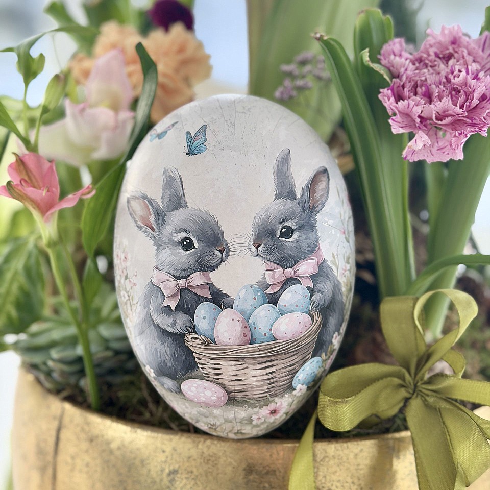 Påskägg Pastel Dreams 15 cm - Kaniner med påskägg