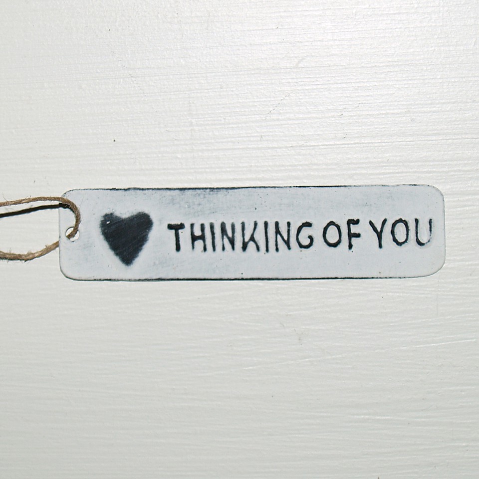 Tag Thinking of you med hjärta - Vit
